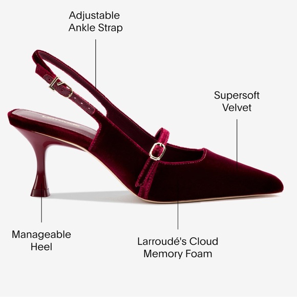 Larroude Ines Pump in Wine Velvet - Picture 4 of 15